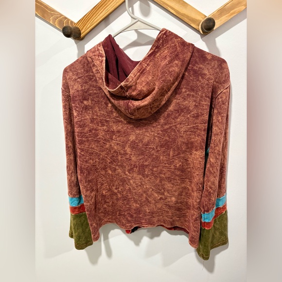 Mystic mountain hippie boho zip up sweater - Picture 4 of 5